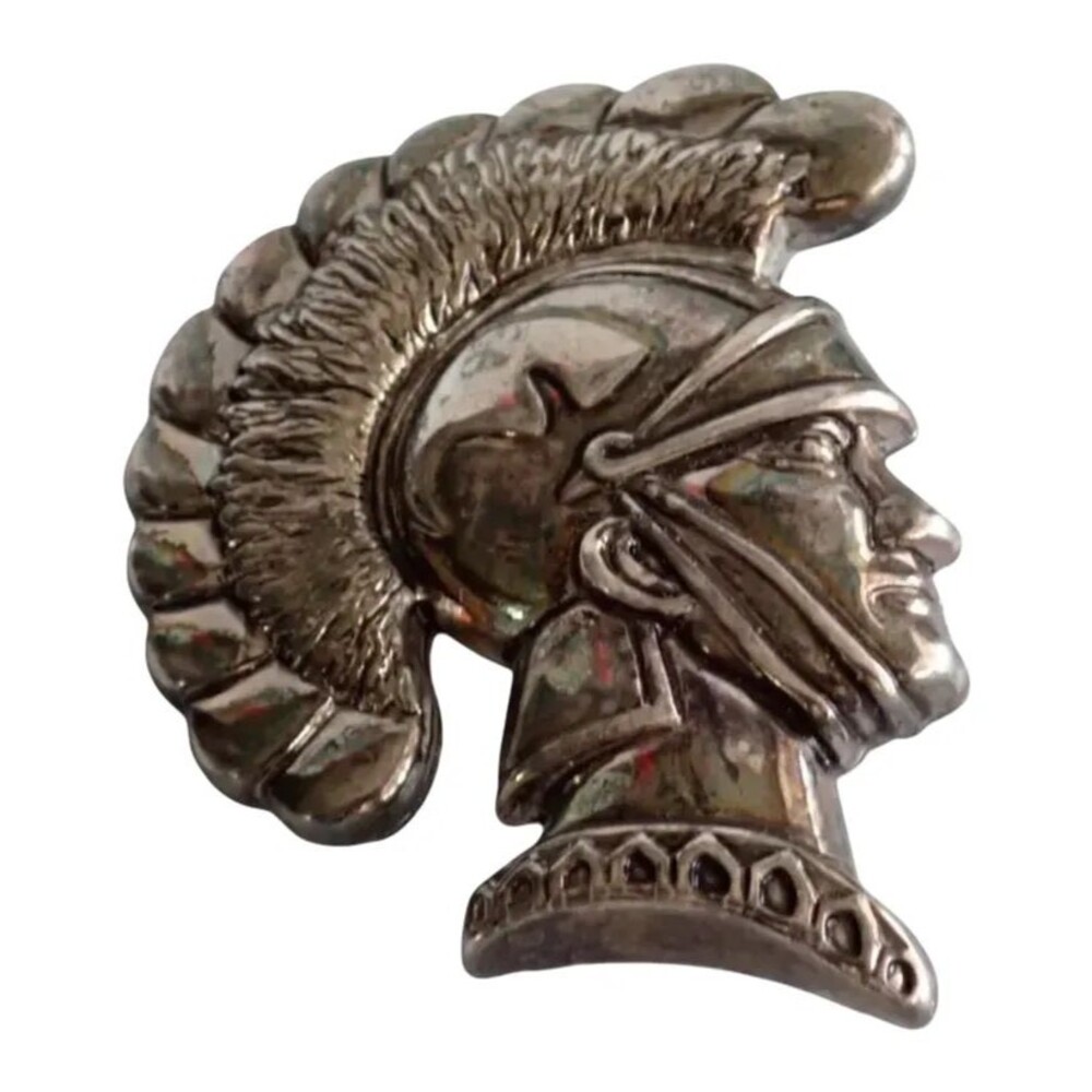 Vintage Signed “BEST" Silver Tone Roman Trojan Soldier Brooch Pendant Pin Unisex